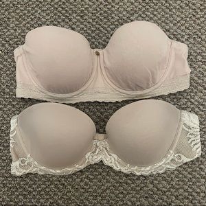 2 Nude Natori Strapless Bras 36B